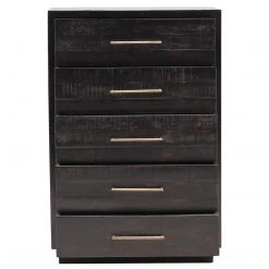 FOUR HANDS SUKI BURNISHED BLACK TALL BOY DRESSER Furniture