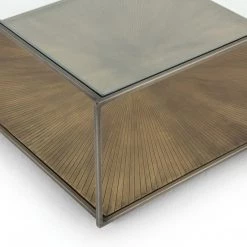 FOUR HANDS Furniture SUNBURST ETCHED BRASS SQUARE COFFEE TABLE