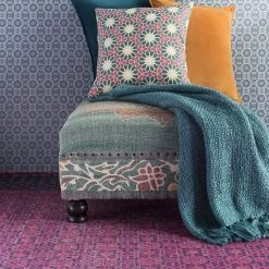 SURYA Living Room KAMALA COCKTAIL OTTOMAN: TEAL MULTI