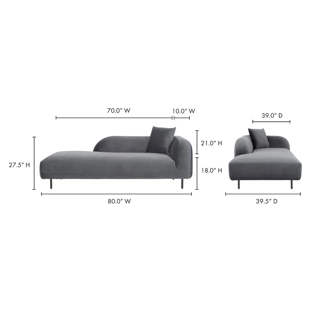 MOES Furniture SWELL VELVET CHAISE: ANTHRACITE 9 MOES Furniture SWELL VELVET CHAISE: ANTHRACITE