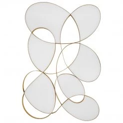 UTTERMOST SYMPHONY GOLD METAL + WHITE GLASS WALL ART Wall Sculptures + Decor
