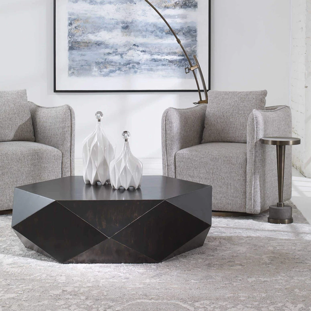 UTTERMOST Living Room TAMBORA COFFEE TABLE: WORN BLACK 2 UTTERMOST Living Room TAMBORA COFFEE TABLE: WORN BLACK