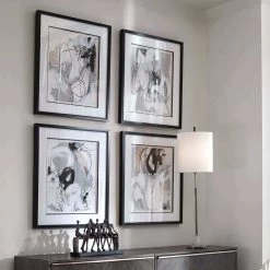 UTTERMOST "TANGLED THREADS" GLASS FRAMED PRINTS | SET OF 4 Wall Art