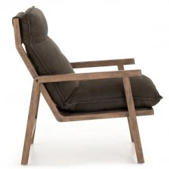 FOUR HANDS Furniture TAOS NUBUCK CHARCOAL LEATHER LOUNGE CHAIR