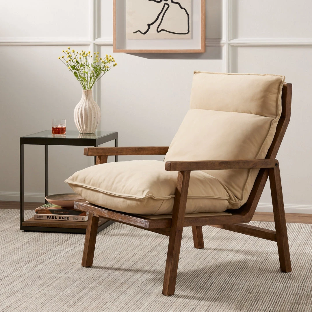 FOUR HANDS Furniture TAOS NUBUCK SAND LEATHER LOUNGE CHAIR 1 FOUR HANDS Furniture TAOS NUBUCK SAND LEATHER LOUNGE CHAIR