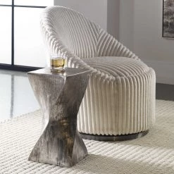 UTTERMOST TARNISHED SILVER TWIST ACCENT TABLE Furniture