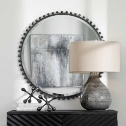 UTTERMOST TAZA ROUND MIRROR: ANTIQUE BLACK 7 UTTERMOST TAZA ROUND MIRROR: ANTIQUE BLACK