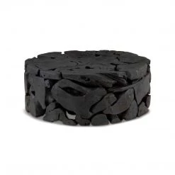 PHILLIPS COLLECTION TEAK CHUNK ROUND COFFEE TABLE: BLACK Furniture