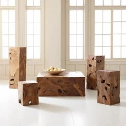 PHILLIPS COLLECTION TEAK SLICE SQUARE COFFEE TABLE Furniture