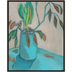 L ART "TEAL TABLE PLANTS" CANVAS ART