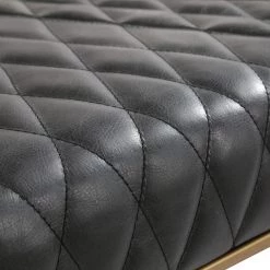 MOES TEATRO ANTIQUE BLACK QUILTED LEATHER BENCH