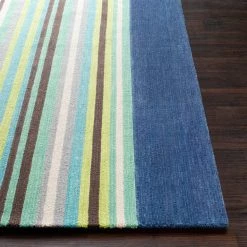 SURYA POP LINES WOOL RUG: NAVY