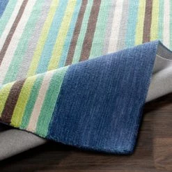SURYA POP LINES WOOL RUG: NAVY
