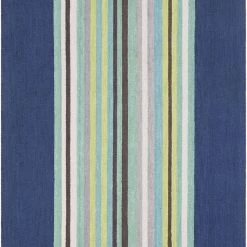 SURYA POP LINES WOOL RUG: NAVY