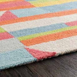 SURYA POP LAYERS WOOL RUG: CORAL, SKY