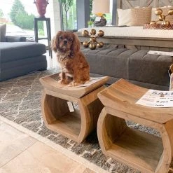UTTERMOST TEMPLE NATURAL ELM WOOD STOOL Living Room