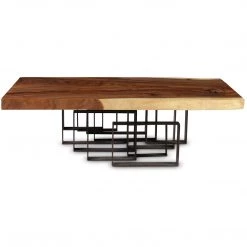 PHILLIPS COLLECTION SCORE COFFEE TABLE CHAMCHA WOOD, IRON BASE