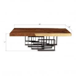 PHILLIPS COLLECTION SCORE COFFEE TABLE CHAMCHA WOOD, IRON BASE