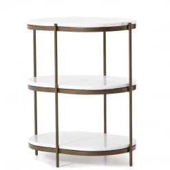 FOUR HANDS THREE TIER OVAL END TABLE