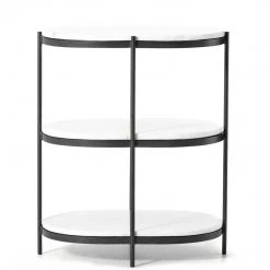 FOUR HANDS THREE TIER OVAL END TABLE