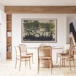 L ART "THROUGH THE JUNGLE" GLASS FRAMED NATURAL CANVAS ART Wall Art