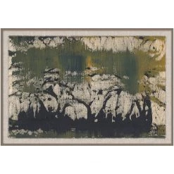 L ART "THROUGH THE JUNGLE" GLASS FRAMED NATURAL CANVAS ART Wall Art