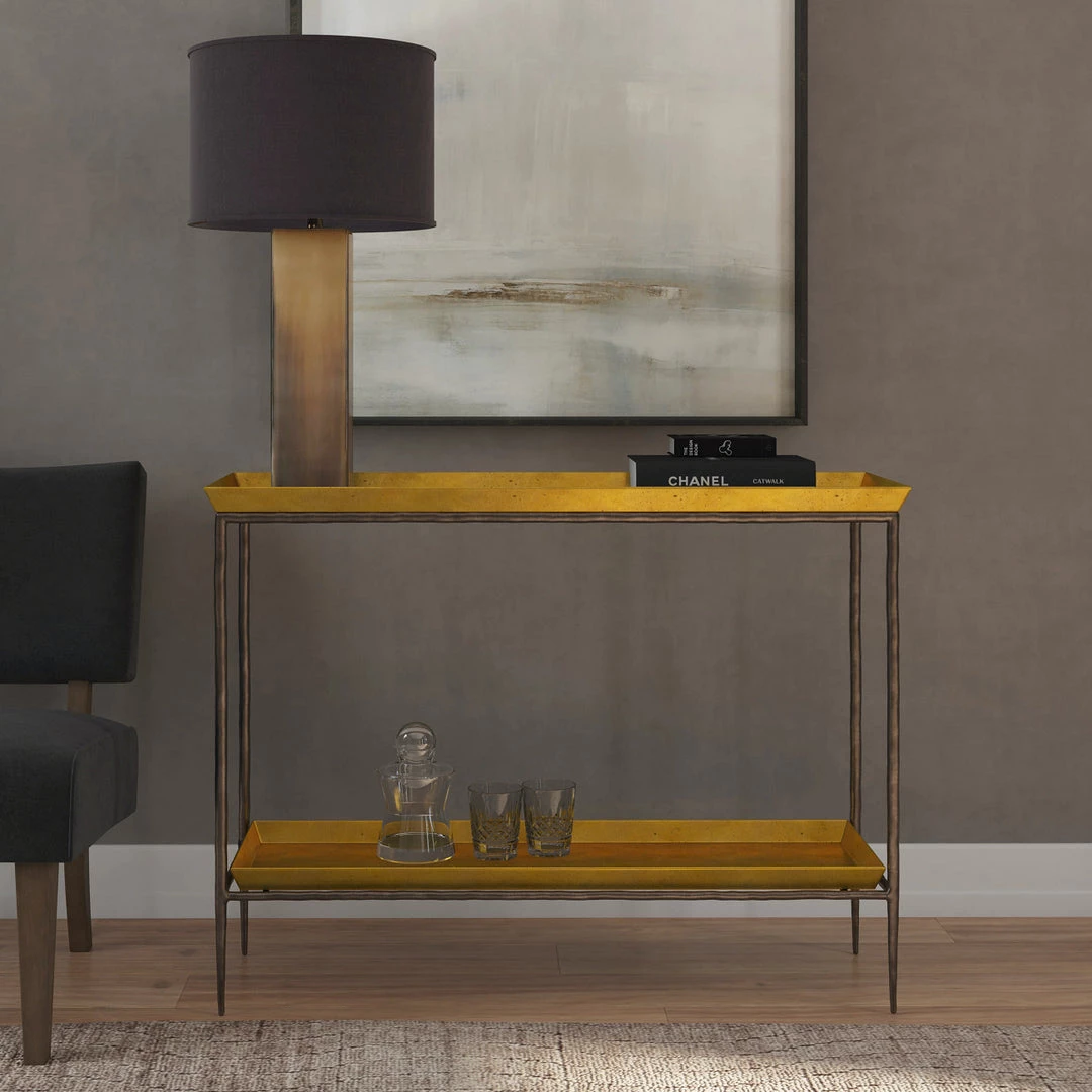 HOOKER TIBI GOLD TRAY TOP CONSOLE TABLE 2 HOOKER TIBI GOLD TRAY TOP CONSOLE TABLE