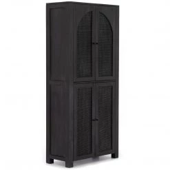 FOUR HANDS Furniture TILDA BLACK WASH MANGO + CANE TALL CABINET