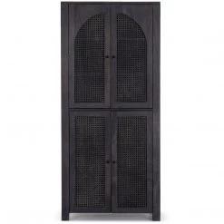 FOUR HANDS Furniture TILDA BLACK WASH MANGO + CANE TALL CABINET
