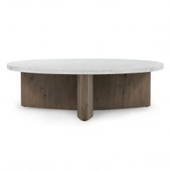 FOUR HANDS TOLI ITALIAN WHITE MARBLE + OAK COFFEE TABLE Furniture