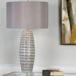 UTTERMOST TOLUCA EMBOSSED GRAY CERAMIC LAMP