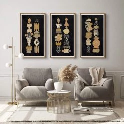 L ART Wall Art "TOTEMED NOIR II" GLASS FRAMED ART