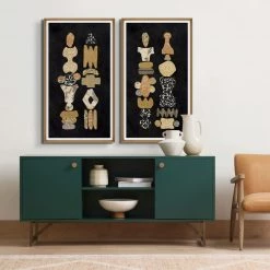 L ART Wall Art "TOTEMED NOIR I" GLASS FRAMED ART