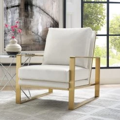 TOV MOTT TEXTURED CHAIR IN PEARL Living Room