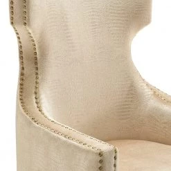 TOV CHAMPAGNE TEXTURED VELVET WING CHAIR Living Room