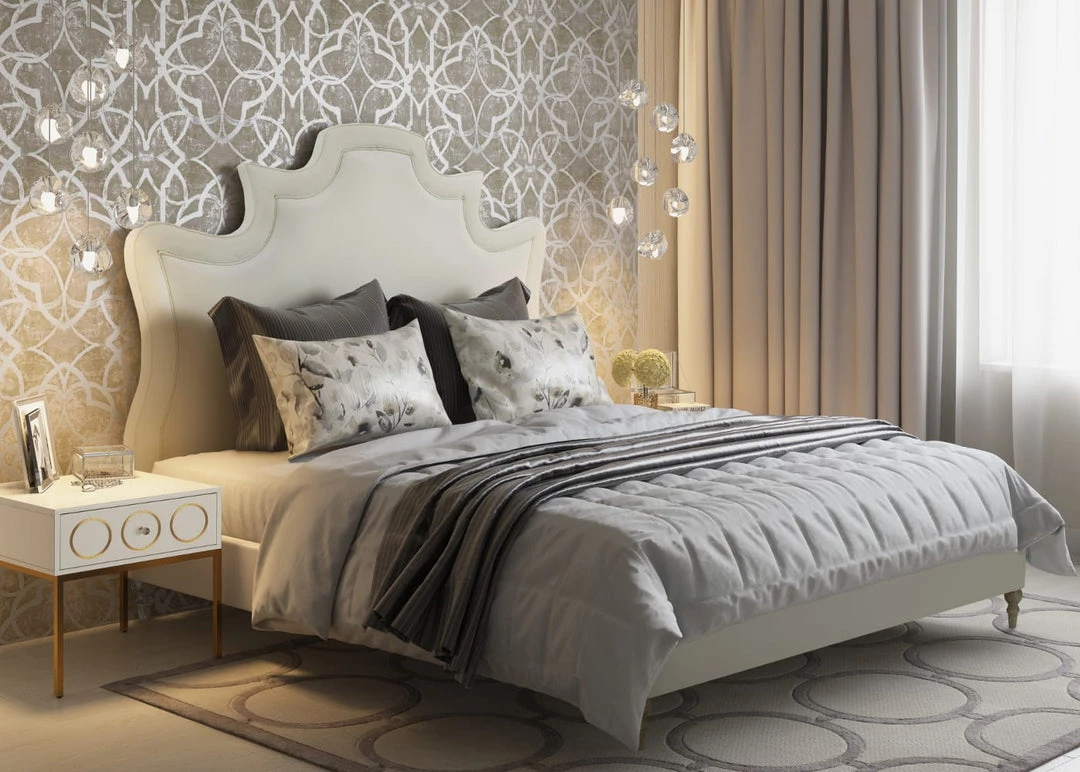 TOV Bedroom GWINETTE CREAM VELVET BED 3 TOV Bedroom GWINETTE CREAM VELVET BED