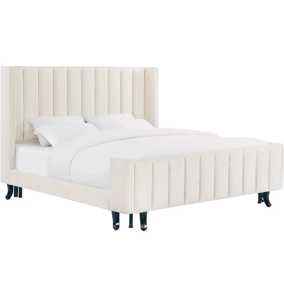 TOV OLIVETTE CREAM VELVET BED Bedroom 2 TOV OLIVETTE CREAM VELVET BED Bedroom
