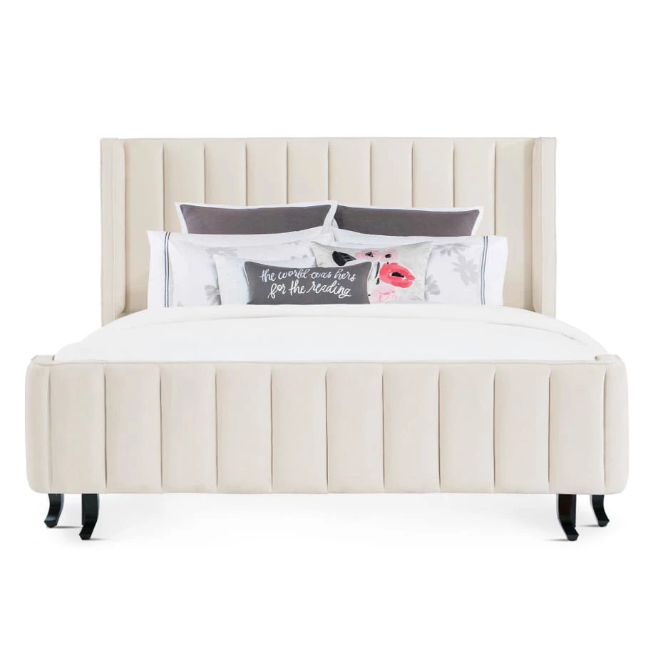 TOV OLIVETTE CREAM VELVET BED Bedroom 1 TOV OLIVETTE CREAM VELVET BED Bedroom