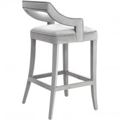 TOV MAURA GRAY VELVET BAR STOOL