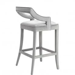 TOV Kitchen + Dining MAURA GRAY VELVET COUNTER STOOL