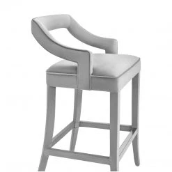 TOV Kitchen + Dining MAURA GRAY VELVET COUNTER STOOL