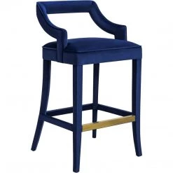 TOV Kitchen + Dining MAURA NAVY VELVET BAR STOOL 8 TOV Kitchen + Dining MAURA NAVY VELVET BAR STOOL