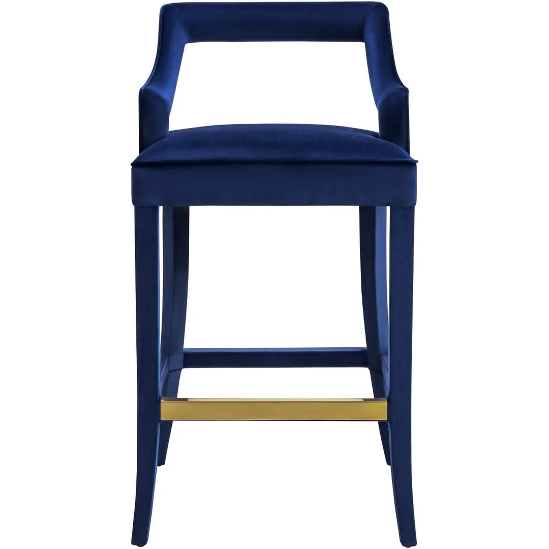 TOV Kitchen + Dining MAURA NAVY VELVET BAR STOOL 1 TOV Kitchen + Dining MAURA NAVY VELVET BAR STOOL