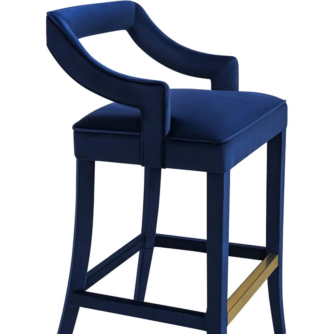 TOV Kitchen + Dining MAURA NAVY VELVET BAR STOOL 5 TOV Kitchen + Dining MAURA NAVY VELVET BAR STOOL