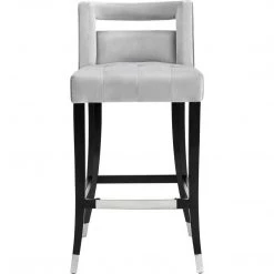 TOV YORK GRAY VELVET BAR STOOL