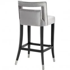 TOV YORK GRAY VELVET BAR STOOL