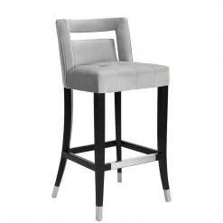 TOV YORK GRAY VELVET COUNTER STOOL Kitchen + Dining