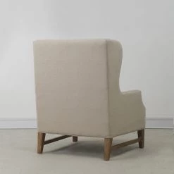 TOV DEVON BEIGE LINEN WING CHAIR Living Room