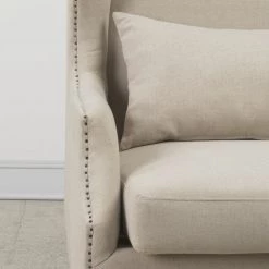 TOV DEVON BEIGE LINEN WING CHAIR Living Room