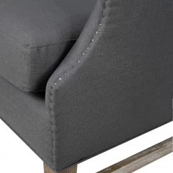 TOV DEVON GREY LINEN WING CHAIR Living Room